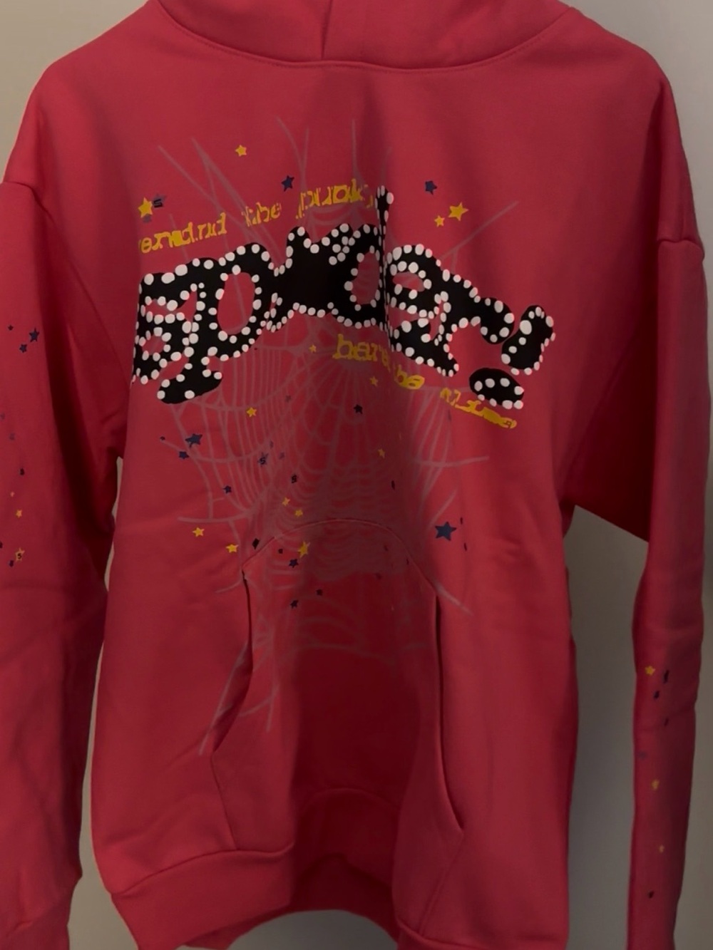 Men's Pink Graphic Hoodie Sweatshirt with Star Detail